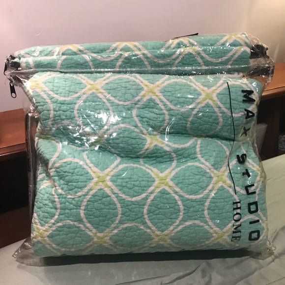Max Studio Twin Bed Quilt Set Teal Floral Print - Picture 14 of 15